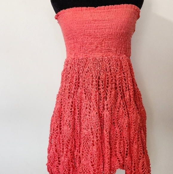 Coral crochet Strapless Sundress - Picture 12 of 12